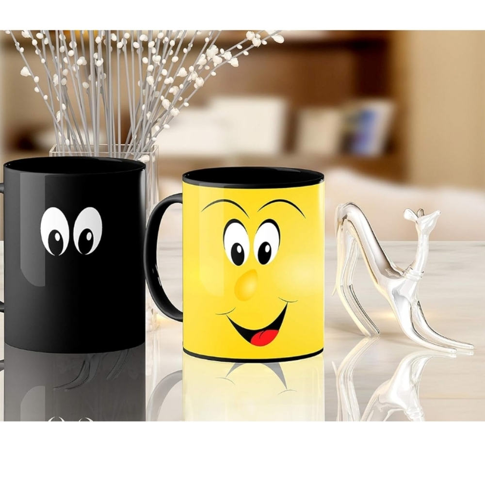 Cortunex Heat Changing Mug - 11 Oz Color Changing Coffee Mug with Funny Yellow‎